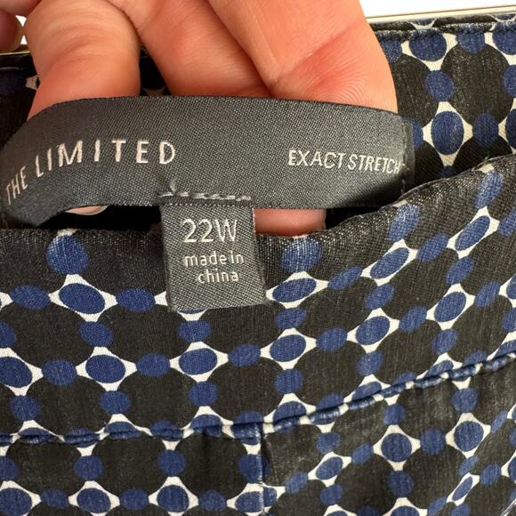 The Limited Exact Stretch Blue Black White Patterned Dress Pants Trousers Sz 22W - Picture 4 of 6